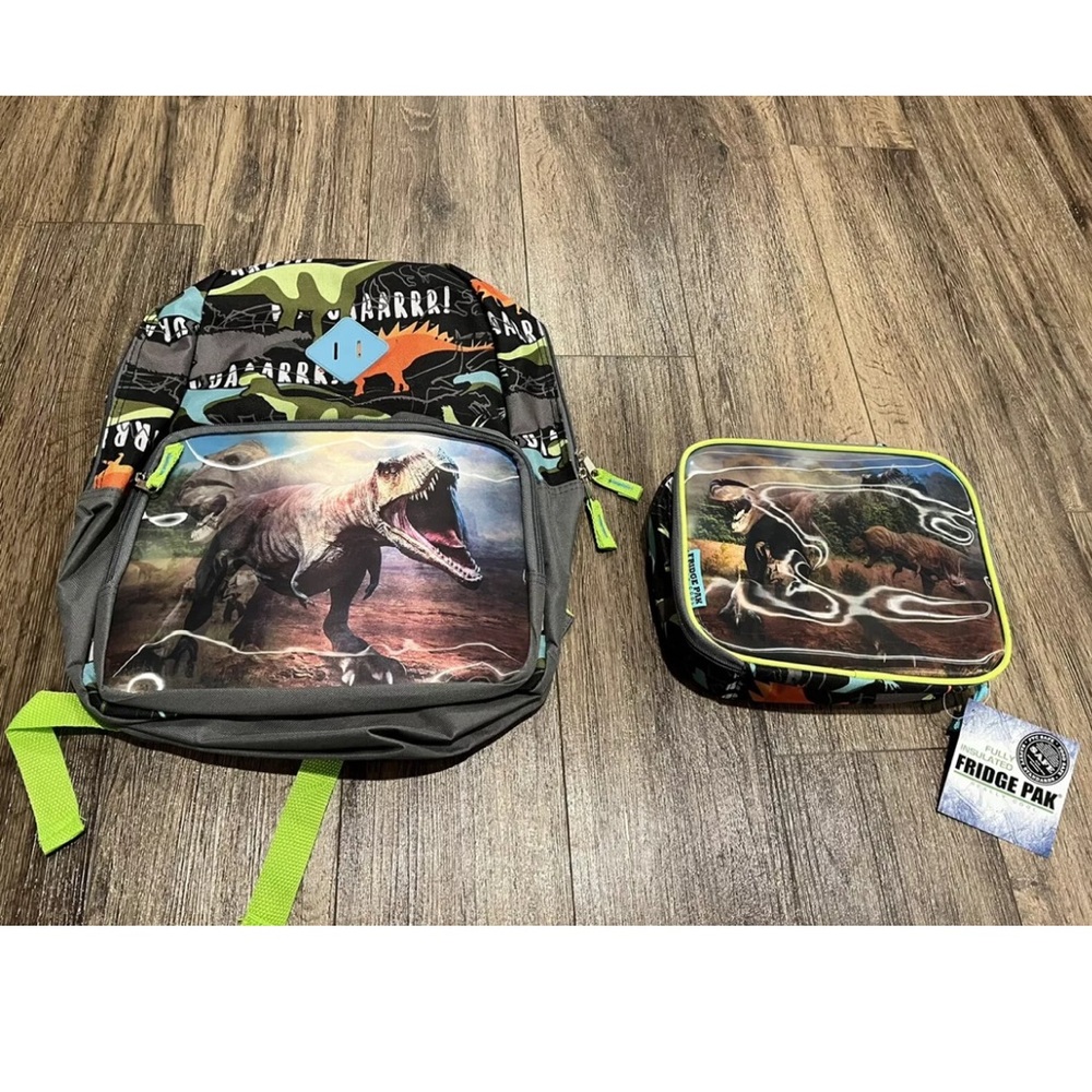 Trailmaker Dinosaur Backpack and Lunch Box Set/Fridge Pak, NEW - Picture 2 of 12